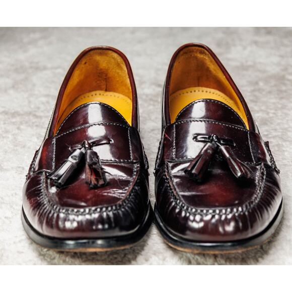 Cole Haan Burgundy Leather Tassel Loafers Slip On Shoes Mens Size 12 - Picture 2 of 16
